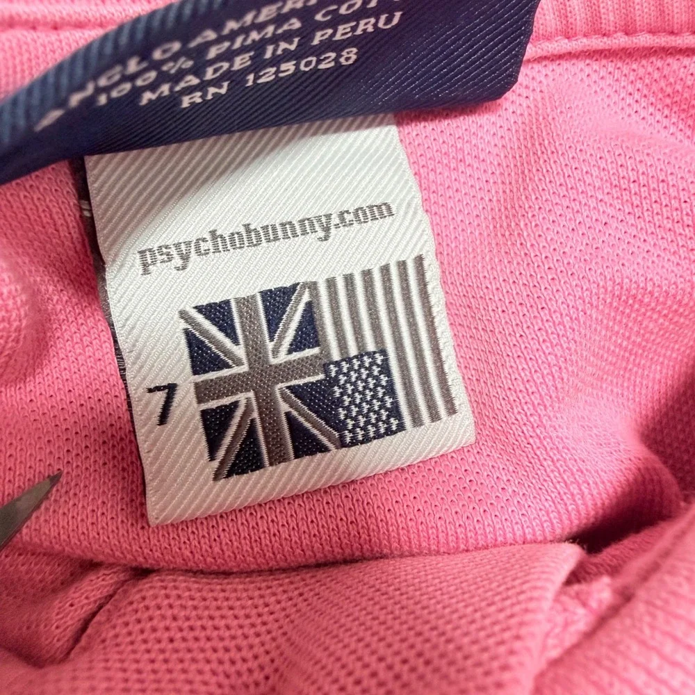 Psycho Bunny Polo Shirt Mens 7 XXL Pink Good Pima Cotton Short Sleeve Logo